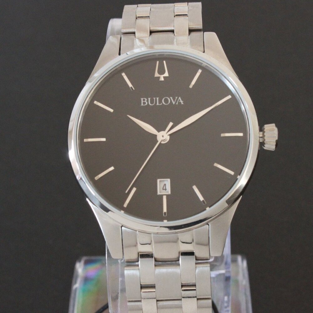 Bulova Ladies Classic Quartz Watch Black Dial Stainless Case Bracelet 36mm - Picture 6 of 11